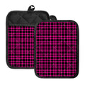 Hot Pink And Black Houndstooth Print Pot Holders With Pocket
