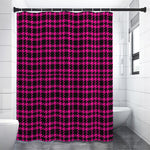 Hot Pink And Black Houndstooth Print Premium Shower Curtain