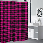 Hot Pink And Black Houndstooth Print Premium Shower Curtain