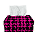 Hot Pink And Black Houndstooth Print Rectangle Tissue Box Cover