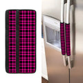 Hot Pink And Black Houndstooth Print Refrigerator Handle Covers