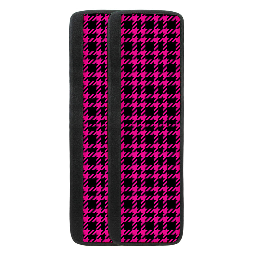 Hot Pink And Black Houndstooth Print Refrigerator Handle Covers