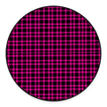 Hot Pink And Black Houndstooth Print Round Floor Mat