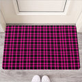 Hot Pink And Black Houndstooth Print Rubber Doormat