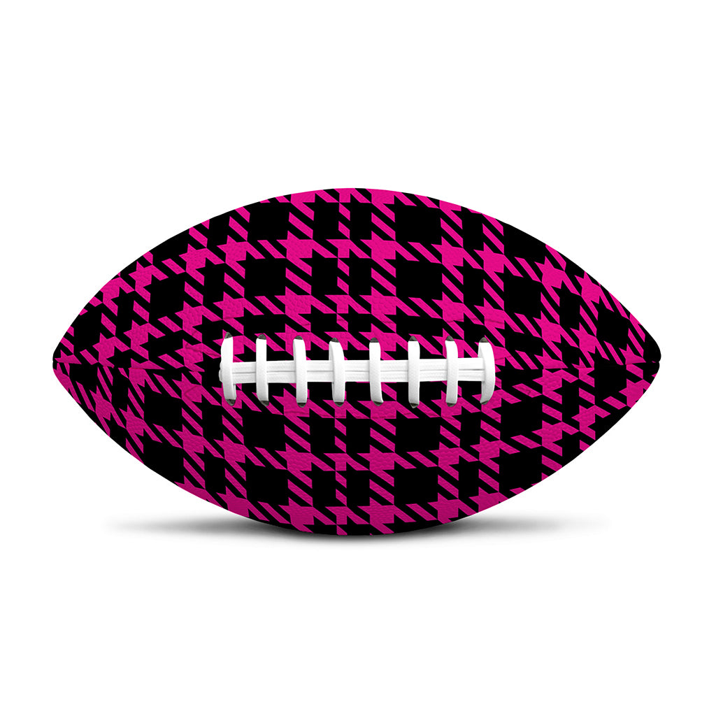 Hot Pink And Black Houndstooth Print Rugby Ball