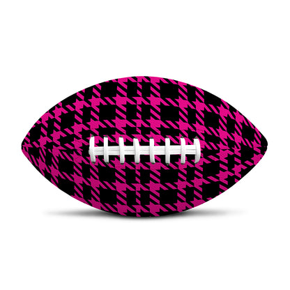 Hot Pink And Black Houndstooth Print Rugby Ball