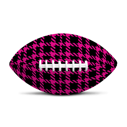 Hot Pink And Black Houndstooth Print Rugby Ball