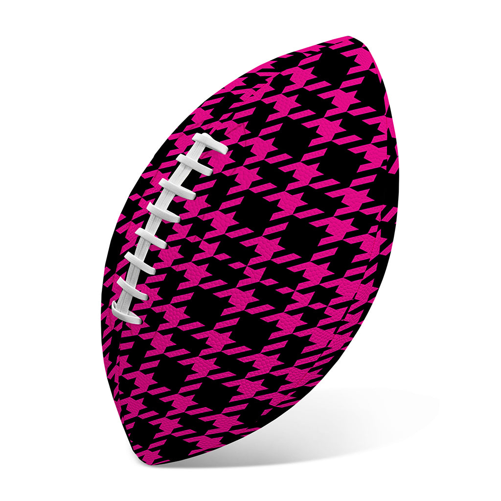 Hot Pink And Black Houndstooth Print Rugby Ball