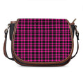 Hot Pink And Black Houndstooth Print Saddle Bag