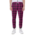 Hot Pink And Black Houndstooth Print Scuba Joggers