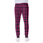 Hot Pink And Black Houndstooth Print Scuba Joggers