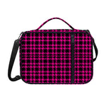 Hot Pink And Black Houndstooth Print Shoulder Strap Bible Bag