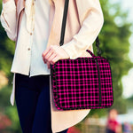 Hot Pink And Black Houndstooth Print Shoulder Strap Bible Bag