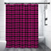 Hot Pink And Black Houndstooth Print Shower Curtain