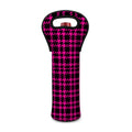 Hot Pink And Black Houndstooth Print Single Neoprene Wine Tote