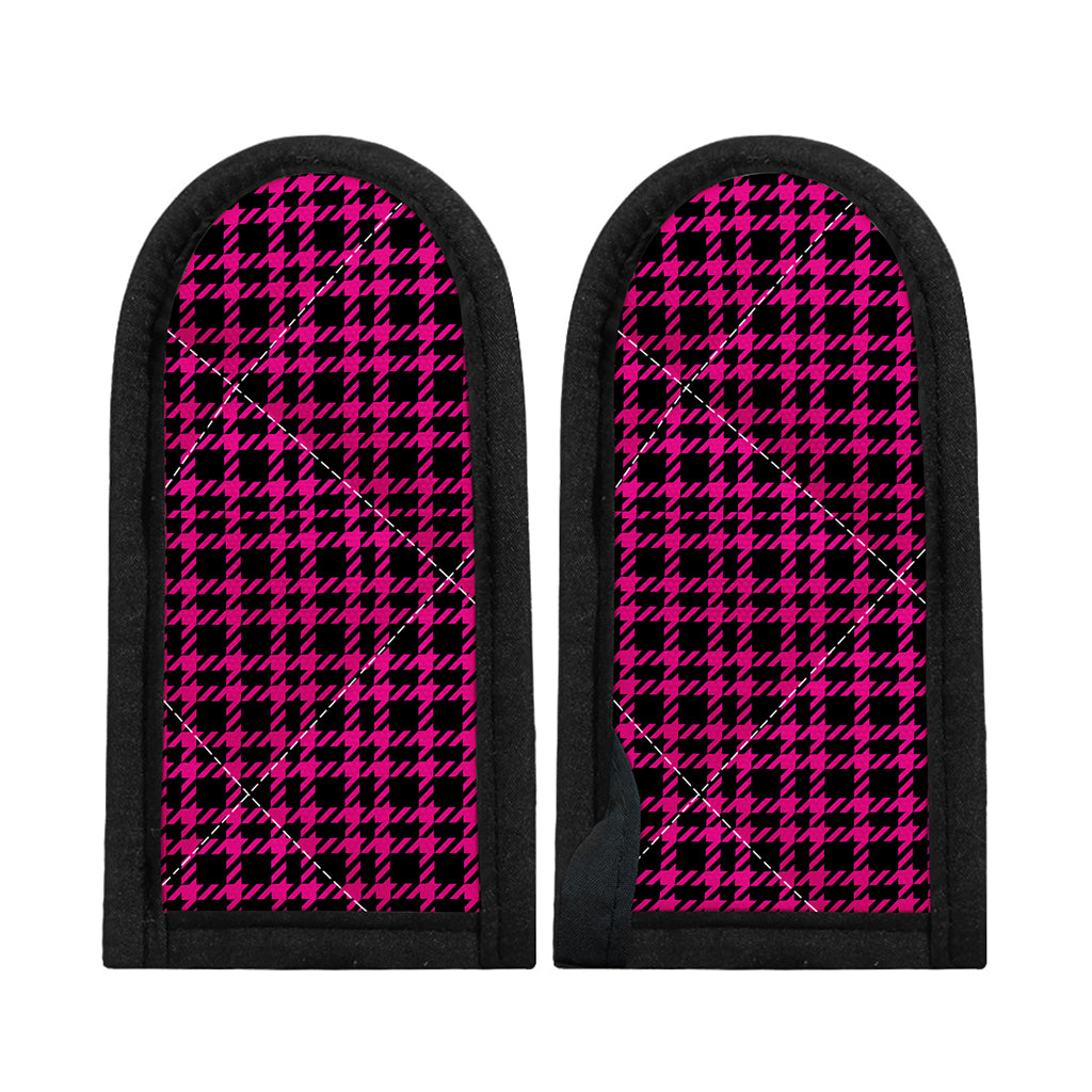 Hot Pink And Black Houndstooth Print Skillet Handle Cover