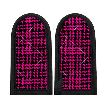 Hot Pink And Black Houndstooth Print Skillet Handle Cover