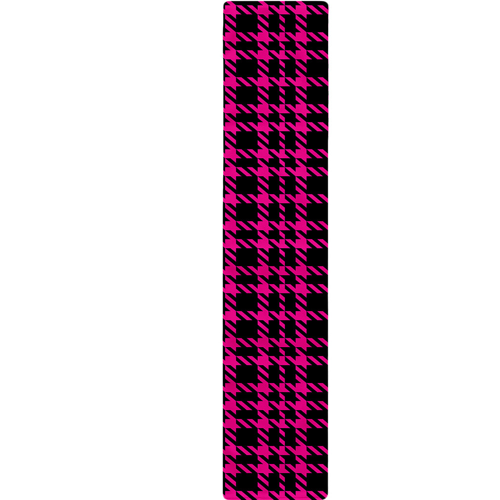 Hot Pink And Black Houndstooth Print Table Runner