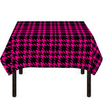 Hot Pink And Black Houndstooth Print Tablecloth