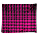 Hot Pink And Black Houndstooth Print Tapestry