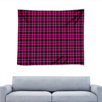 Hot Pink And Black Houndstooth Print Tapestry