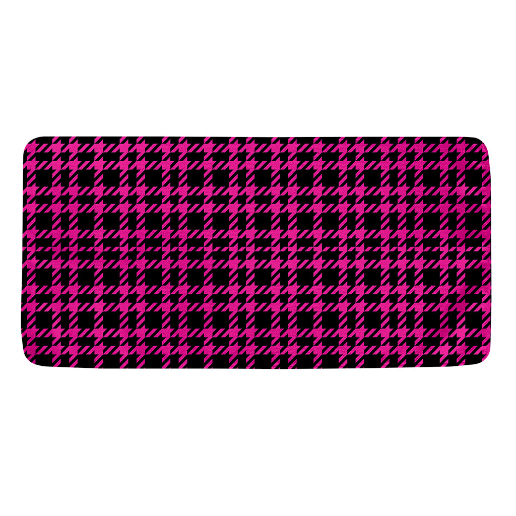 Hot Pink And Black Houndstooth Print Towel