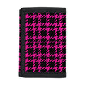 Hot Pink And Black Houndstooth Print Trifold Wallet