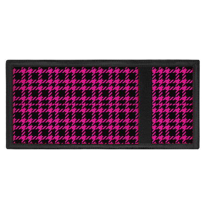 Hot Pink And Black Houndstooth Print Trifold Wallet
