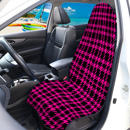Hot Pink And Black Houndstooth Print Waterproof Car Seat Cover