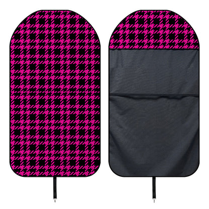 Hot Pink And Black Houndstooth Print Waterproof Car Seat Cover