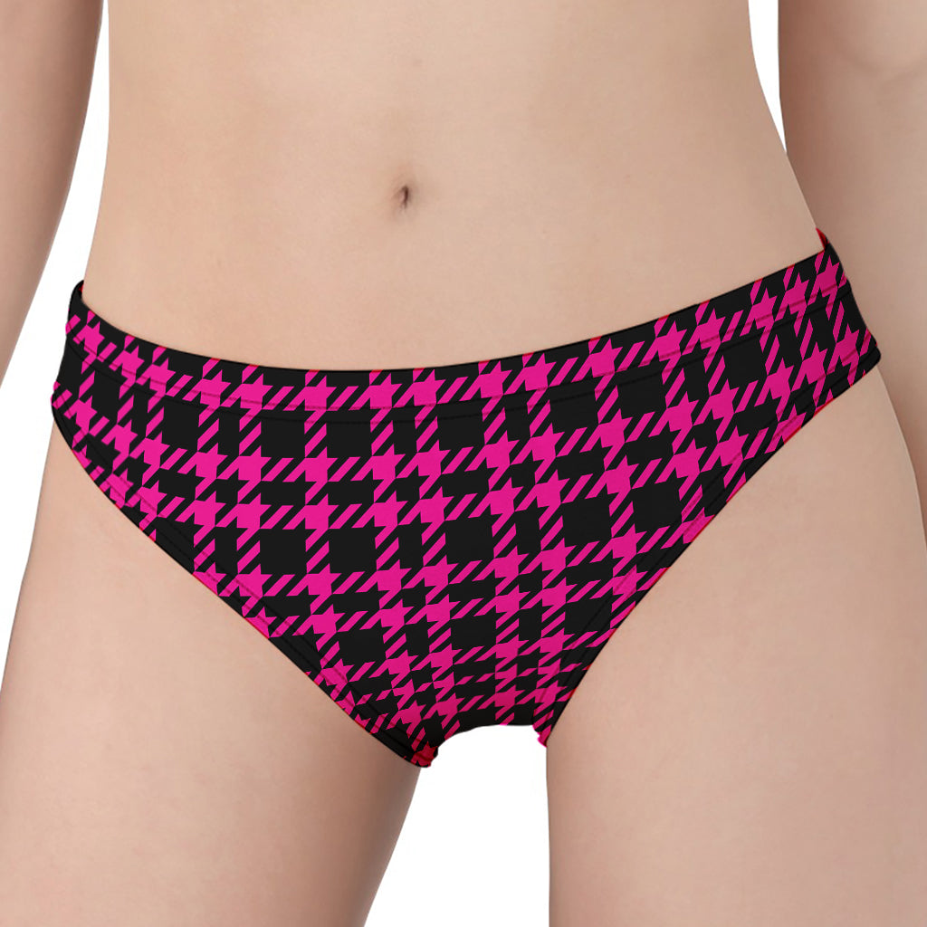 Hot Pink And Black Houndstooth Print Women's Panties