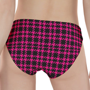 Hot Pink And Black Houndstooth Print Women's Panties