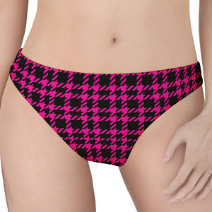 Hot Pink And Black Houndstooth Print Women's Thong