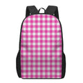 Hot Pink And White Buffalo Check Print 17 Inch Backpack