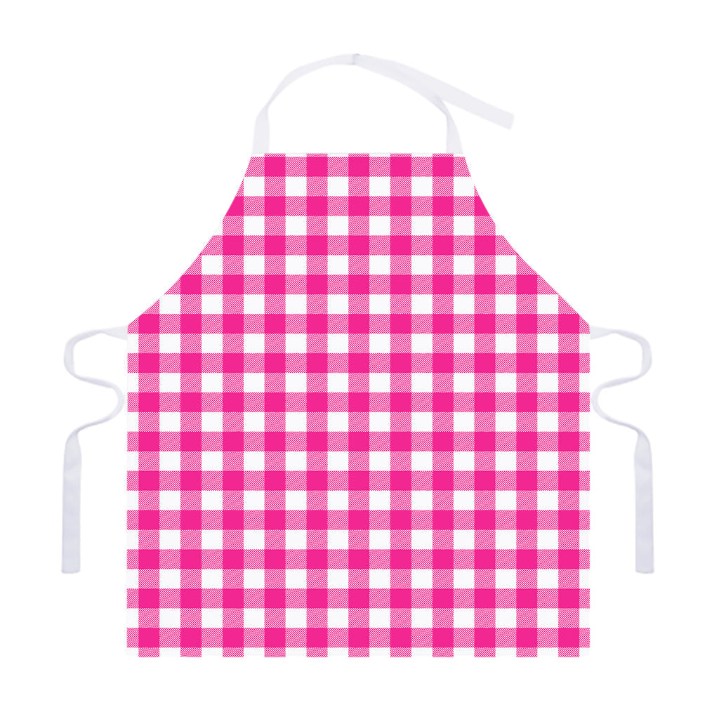 Hot Pink And White Buffalo Check Print Adjustable Apron