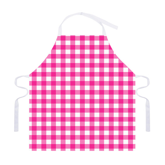 Hot Pink And White Buffalo Check Print Adjustable Apron