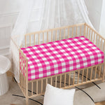 Hot Pink And White Buffalo Check Print Baby Crib Sheet