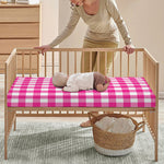 Hot Pink And White Buffalo Check Print Baby Crib Sheet