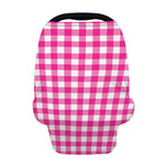 Hot Pink And White Buffalo Check Print Baby Seat Cover