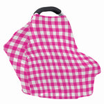 Hot Pink And White Buffalo Check Print Baby Seat Cover