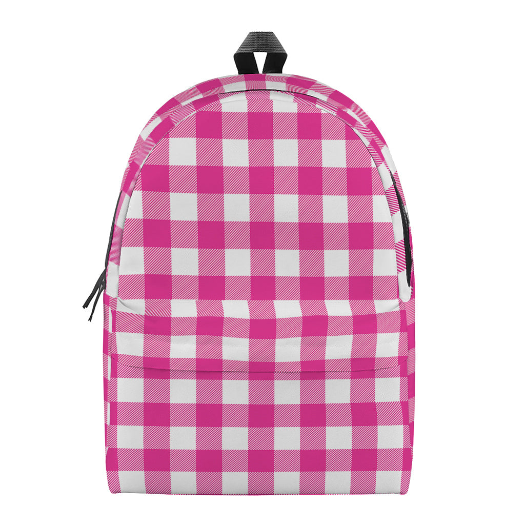 Hot Pink And White Buffalo Check Print Backpack