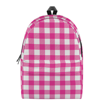 Hot Pink And White Buffalo Check Print Backpack