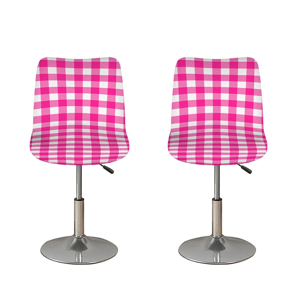 Hot Pink And White Buffalo Check Print Bar Stool Covers