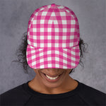 Hot Pink And White Buffalo Check Print Baseball Cap