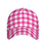 Hot Pink And White Buffalo Check Print Baseball Cap