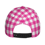 Hot Pink And White Buffalo Check Print Baseball Cap