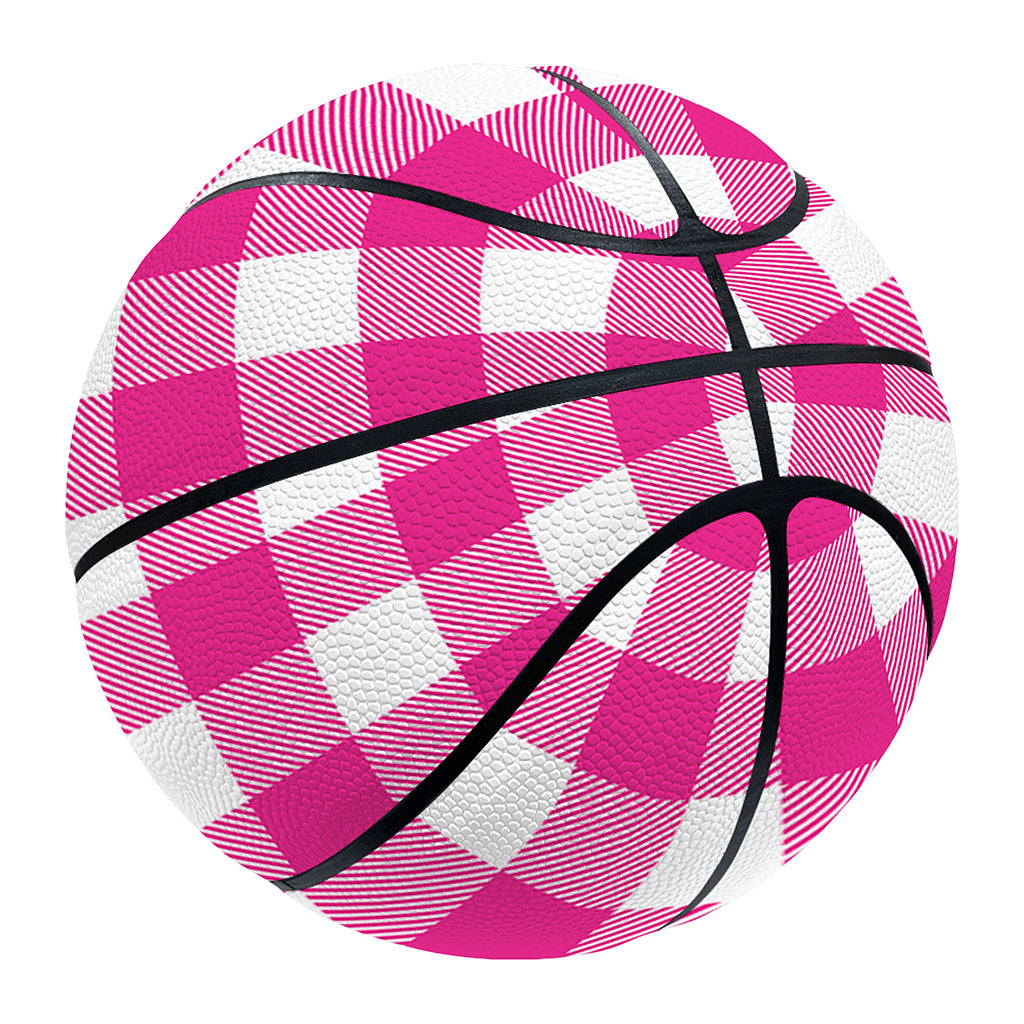 Hot Pink And White Buffalo Check Print Basketball