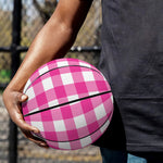 Hot Pink And White Buffalo Check Print Basketball