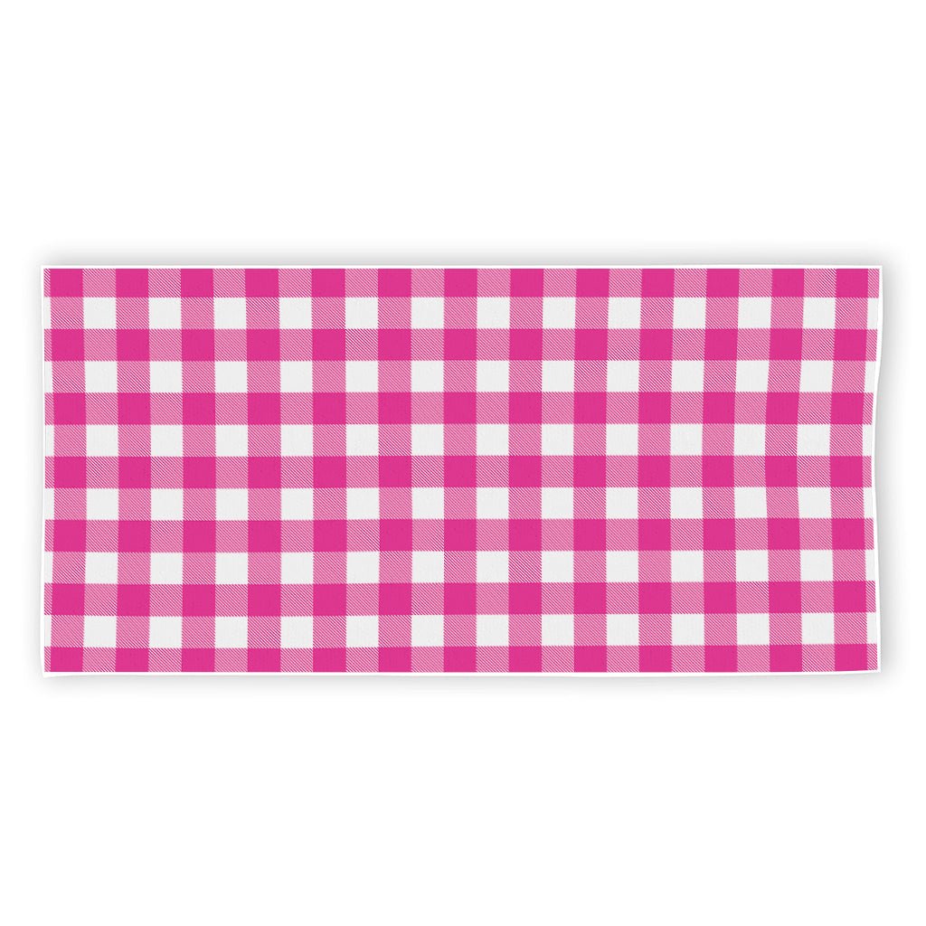 Hot Pink And White Buffalo Check Print Beach Towel
