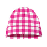 Hot Pink And White Buffalo Check Print Beanie